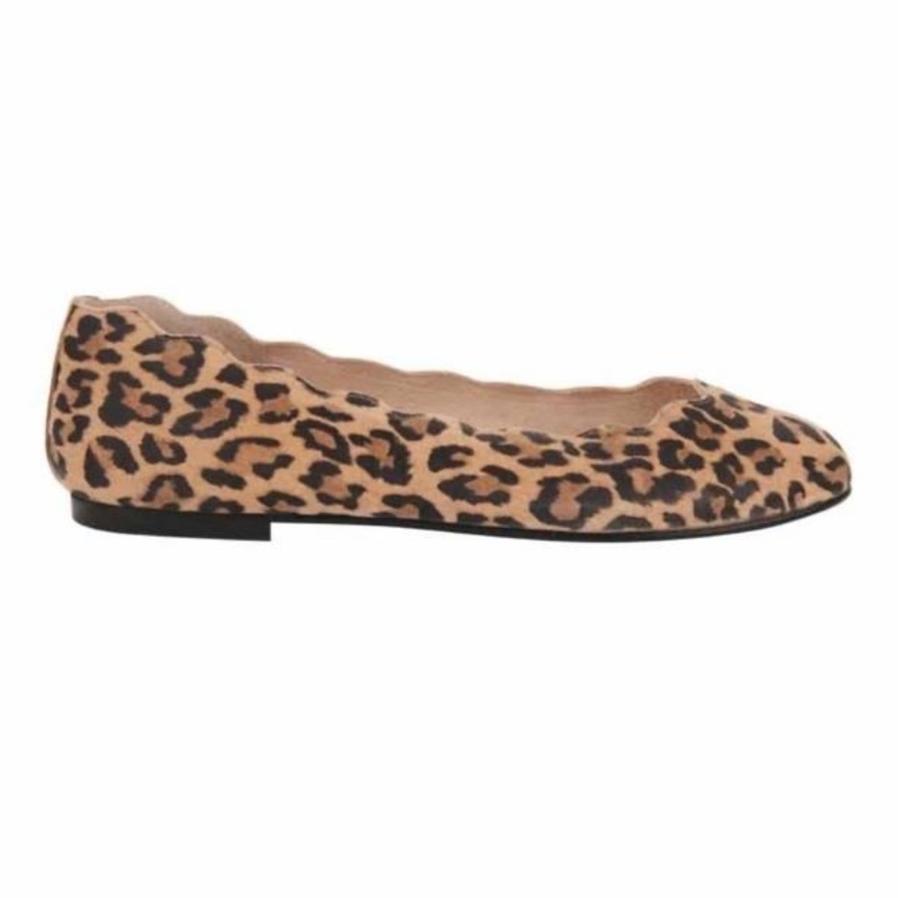 FS/NY French Sole Jigsaw Leopard Print Scalloped Flats size 8 - Picture 2 of 14